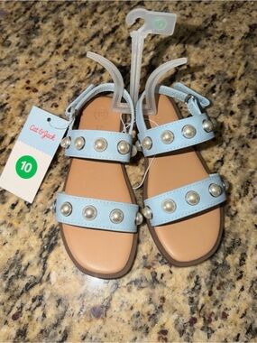 Cat & Jack Light Blue Pearl-Embellished Girls' Sandals